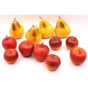 Artificial Faux Fruit 4 Pears 8 Apples Realistic Home Dining Decoration Props